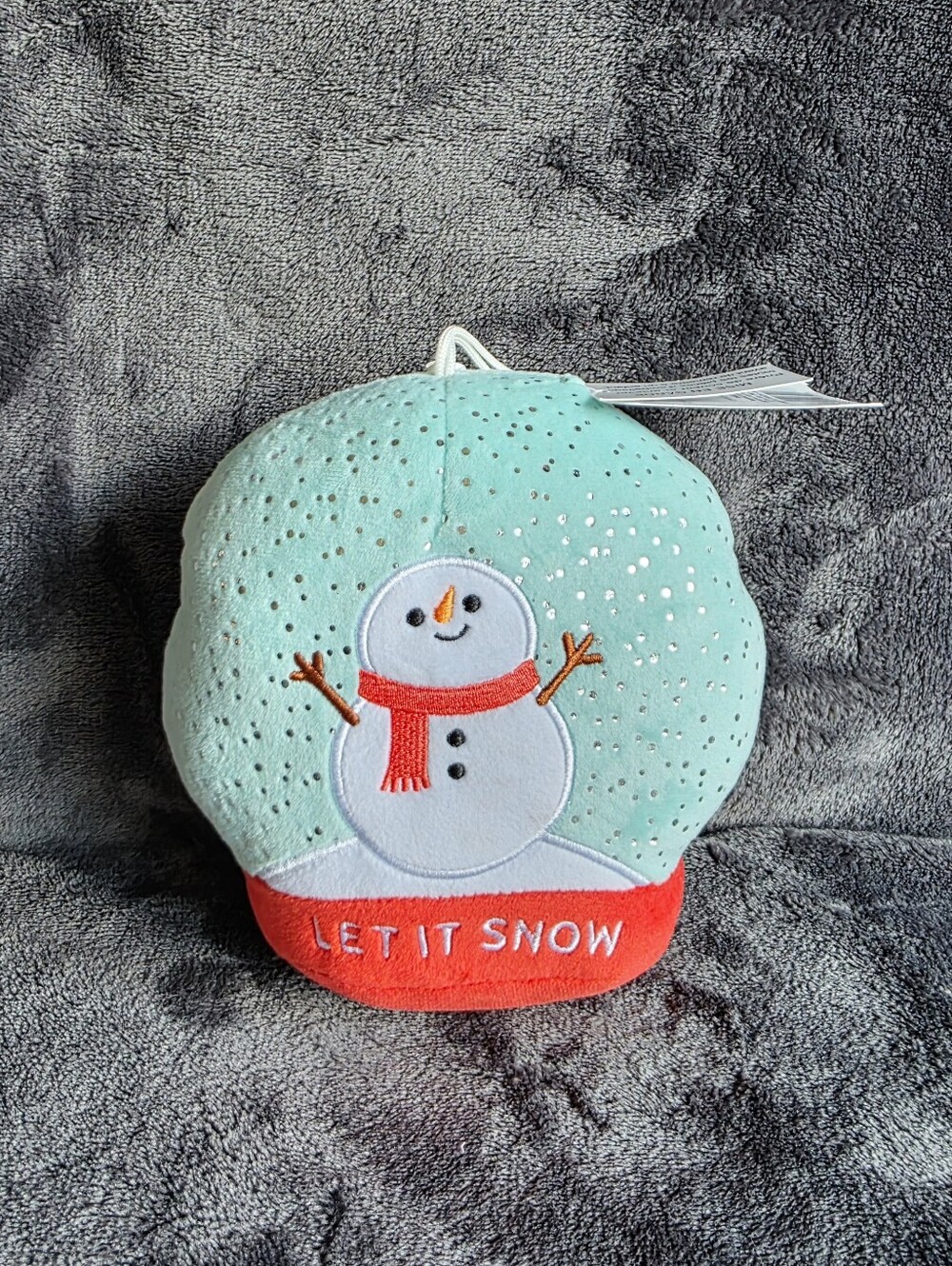 New Plush Snowman Snow Globe "Let It Snow" Christmas Holiday Decor 6" ornament